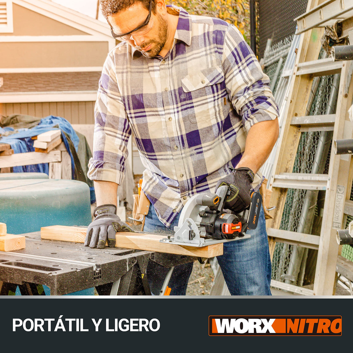 WORX Sierra circular Brushless 20V | PowerShare | WX520 | Incluye 1 batería 2Ah y cargador | Motor sin escobillas, corte a bisel, base de aluminio, empuñadura ergonómica