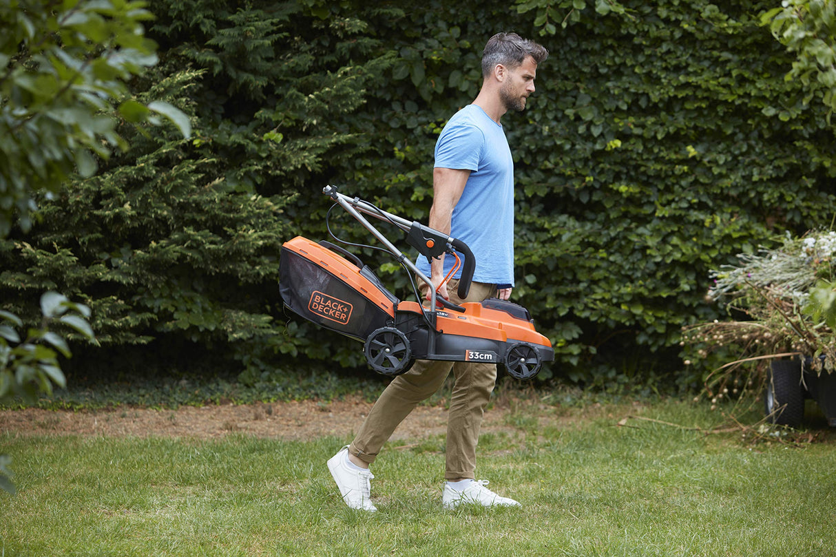 BLACK+DECKER BcmW3318L2,Cortacésped a Batería 18 V, Ancho de Corte 33 cm con 2 Baterias Litio de 2.5 Ah