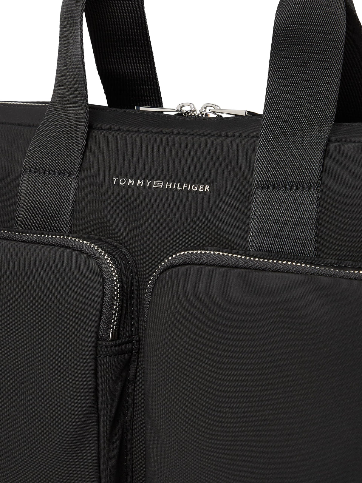 Tommy Hilfiger Maletín para portátil Hombre Business Nylon con bolsillo exterior, Negro (Black), Talla Única