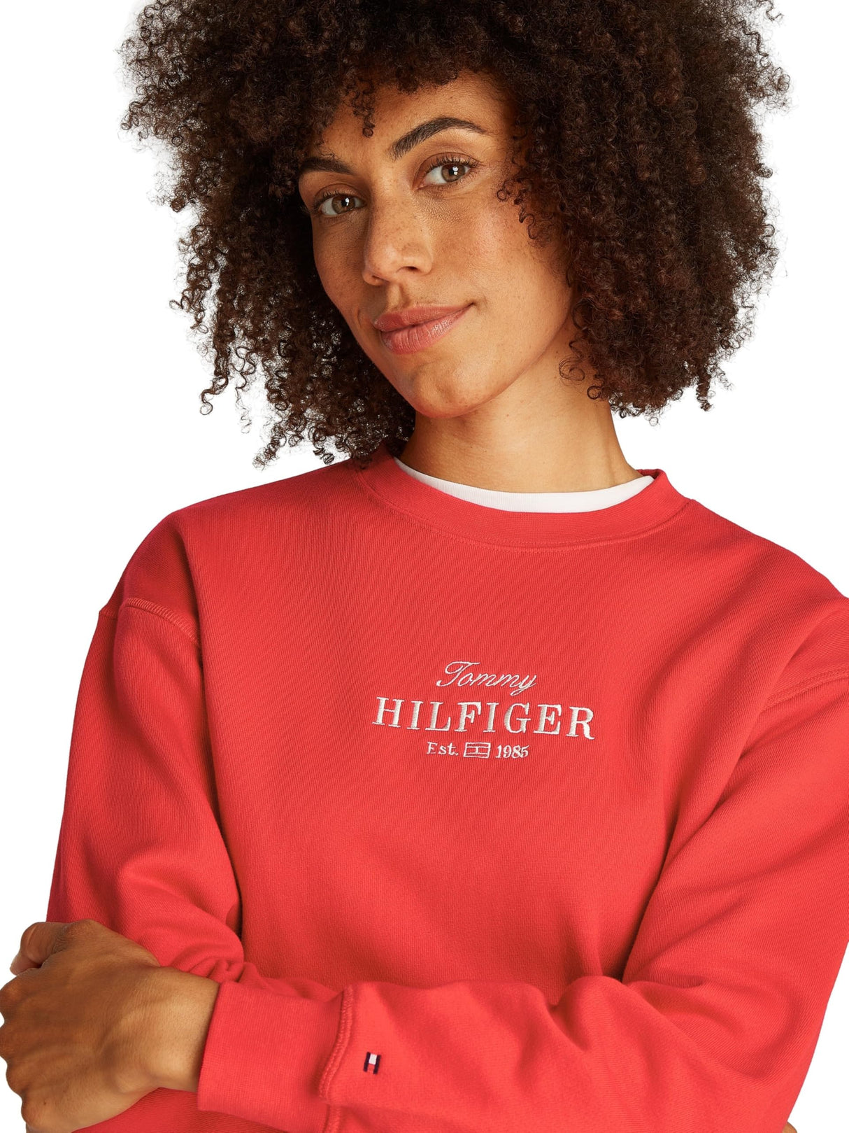 Tommy Hilfiger Sudadera Mujer Regular de algodón, Rojo (Primary Red), M