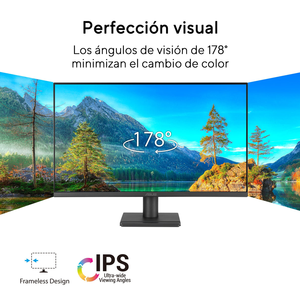 ASUS VA279HG Monitor Eye Care Gaming de 27", IPS, Full HD, 99% sRGB, sin Marco, 120 Hz, Adaptive-Sync, 1 ms MPRT, HDMI, VGA, Baja emisión de luz Azul, antiparpadeo, montable en Pared