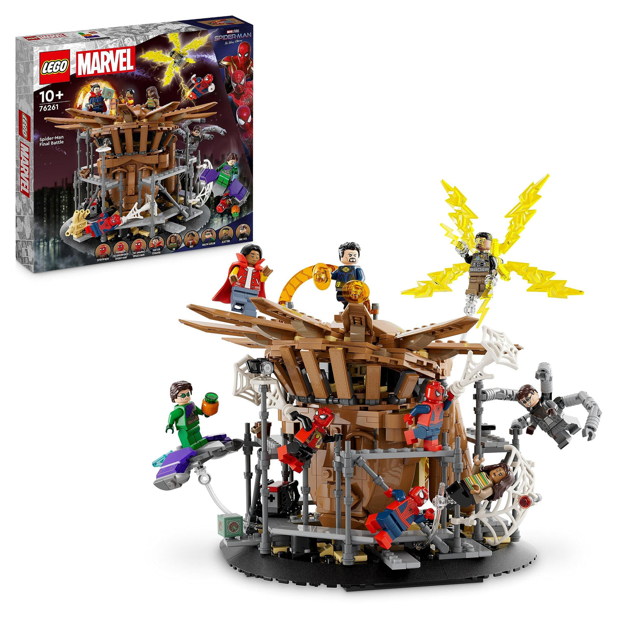LEGO 76261 Marvel Batalla Final de Spider-Man, Recrea la Escena de No Way Home con 3 Minifiguras de Peter Parker, Duende Verde, Electro, Hombre de Arena, Ned, Dr Strange y MJ, Maqueta Coleccionable