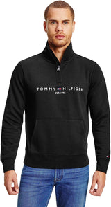 Tommy Hilfiger Hombre Sudadera con Cremallera Mockneck con Media Cremallera, Negro (Black), M