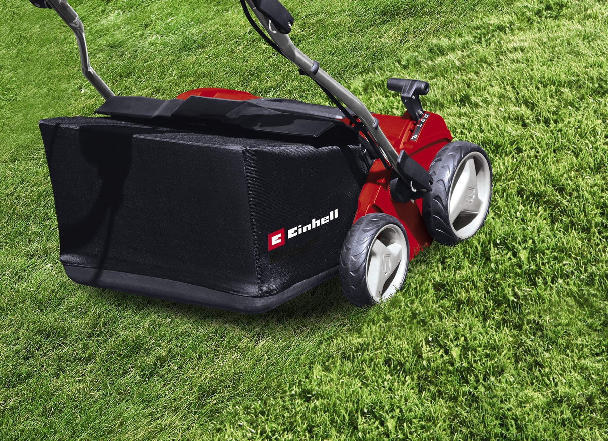 Einhell Expert GE-SA 1640 - Escarificadora eléctrica (1600 W, 230V, 4 niveles de profundidad, ancho de trabajo: 40 cm, capacidad de bolsa: 48 L, con rodillo aireador) (ref. 3420590)