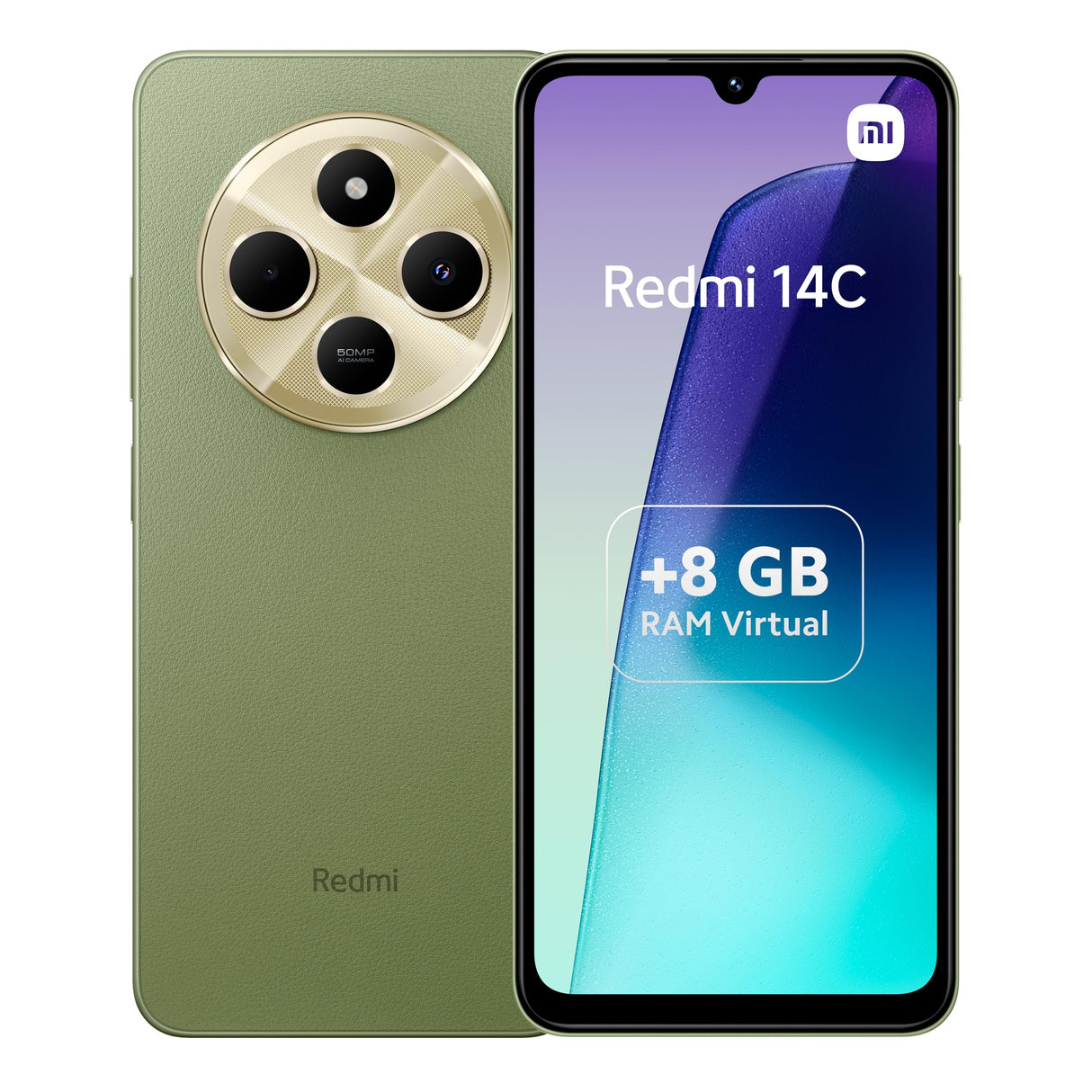 XIAOMI Redmi 14C - Smartphone de 8+256GB, Pantalla de 6.88” 120Hz LCD HD+, MediaTek Helio G81 Ultra, cámara Dual con IA de 50MP, 5160mAh, NFC, Verde (Versión ES)