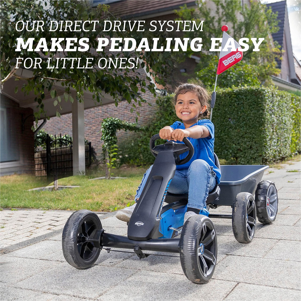 BERG Pedal Gokart Reppy Roadster con Caja de Sonido en el Volante| Coche de Pedales, Seguro y Estabilidad, Juguete para niños Adecuado para niños de 2,5 a 6 años