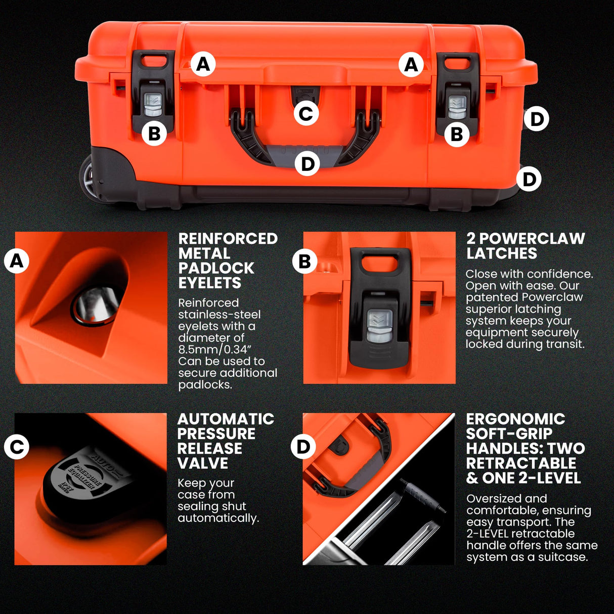 Nanuk 935 - Funda rígida Impermeable con Ruedas y Divisor Acolchado, Color Naranja