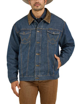 Wrangler Chaqueta vaquera con forro de estilo occidental para hombre, Denim/Blanket, XX-Large