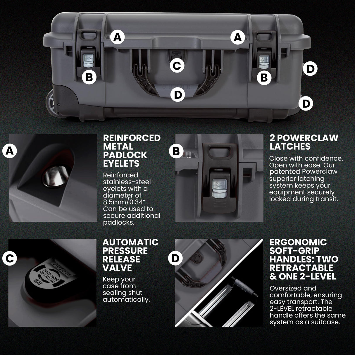 Nanuk Wheeled Series 935 NK-7 Maleta de protección Impermeable de Resina Ligera e Inserto de Espuma, Grafito