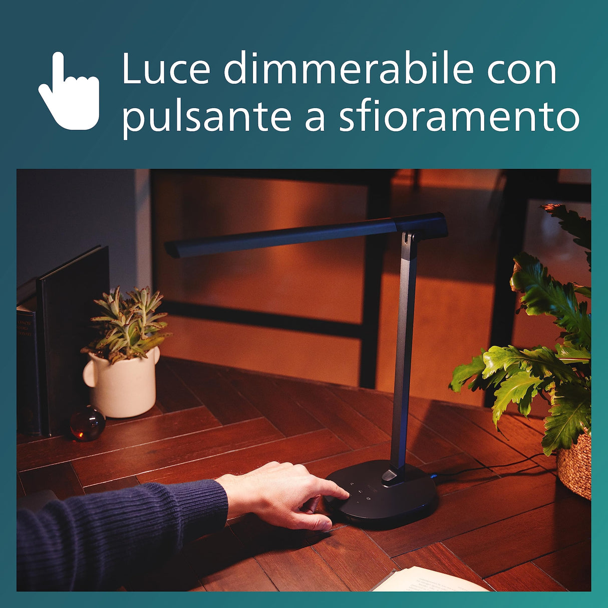 Philips - Lámpara LED de mesa tipo Flexo Philips Sword Antracita 12W con 3 escenas de luz (3000-4000 - 5000K) - Carga USB