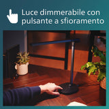 Philips - Lámpara LED de mesa tipo Flexo Philips Sword Antracita 12W con 3 escenas de luz (3000-4000 - 5000K) - Carga USB