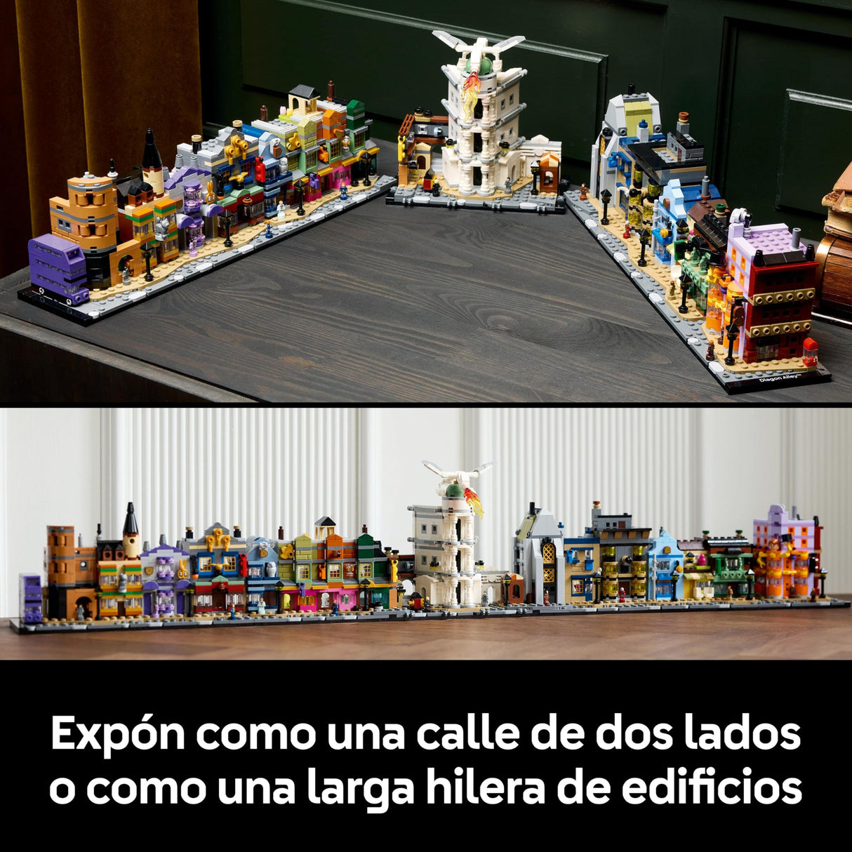 LEGO Harry Potter Tiendas Mágicas del Callejón Diagon Maqueta para Adultos y 12 Micro Figuras de Colección, Autobús Noctámbulo, Regalo para Mujeres y Hombres, Decoración Dormitorio, Set de Magia 76444