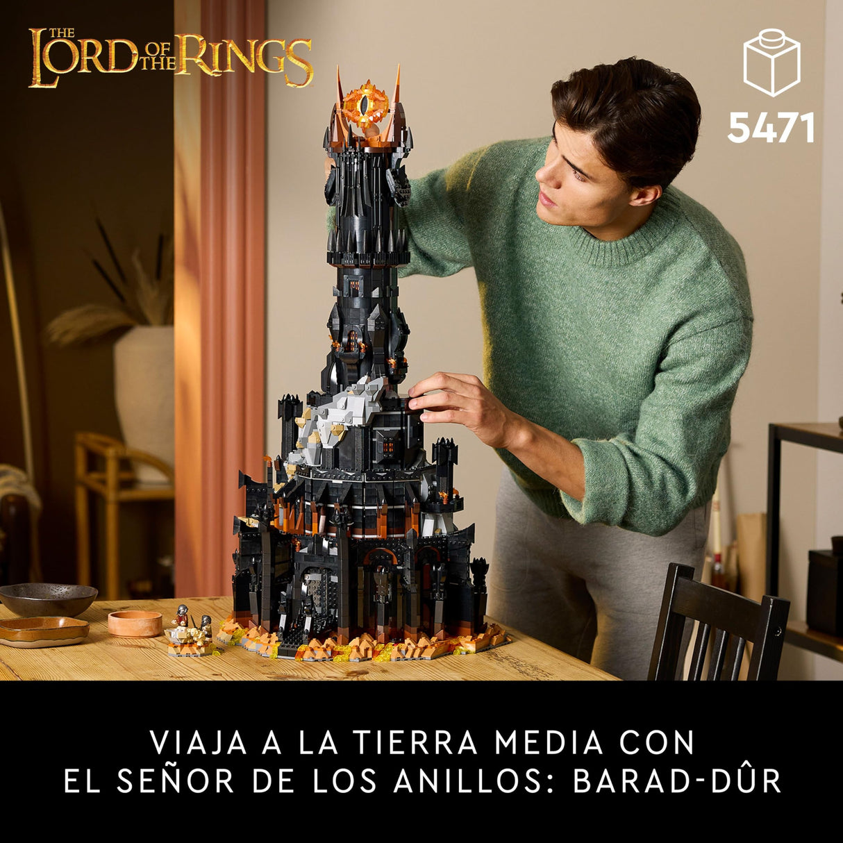 LEGO Icons El Señor de los Anillos: Barad-dûr Maqueta para Adultos Fortaleza de ESDLA, Minifiguras de Personajes Inc. Sauron, Gothmog, Orcos, Frodo, Sam y Gollum, Regalo para Hombres y Mujeres 10333