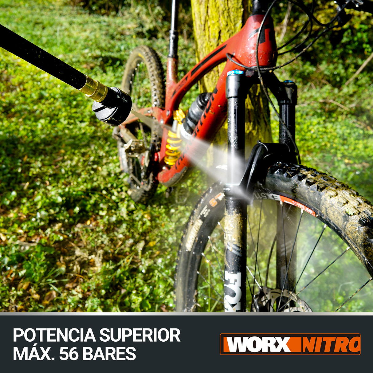 WORX Nitro Hidrolimpiadora a batería Hydroshot 20V MÁX | PowerShare | Limpieza de terrazas y Lavado de Coches | máx. 56 Bares | 220L/H | Incluye batería de 4,0Ah y Cargador | WG633E