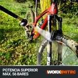 WORX Nitro Hidrolimpiadora a batería Hydroshot 20V MÁX | PowerShare | Limpieza de terrazas y Lavado de Coches | máx. 56 Bares | 220L/H | Incluye batería de 4,0Ah y Cargador | WG633E