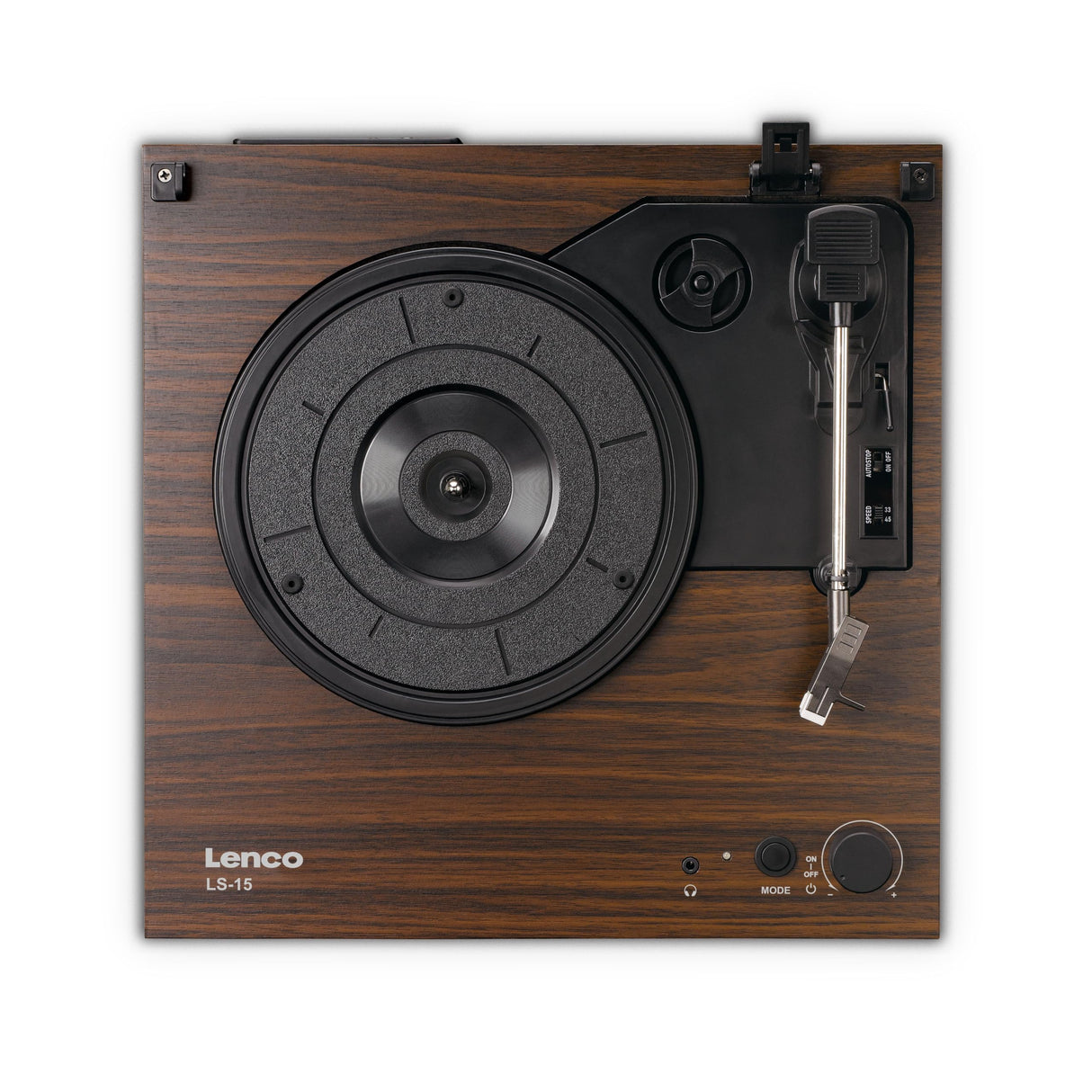 Lenco Tocadiscos LS-15WD – Recepción y transmisión Bluetooth®, 2 altavoces integrados, pastillas AT3600L, transmisión por correa, parada automática, 33/45 rpm, AUX y RCA, marrón