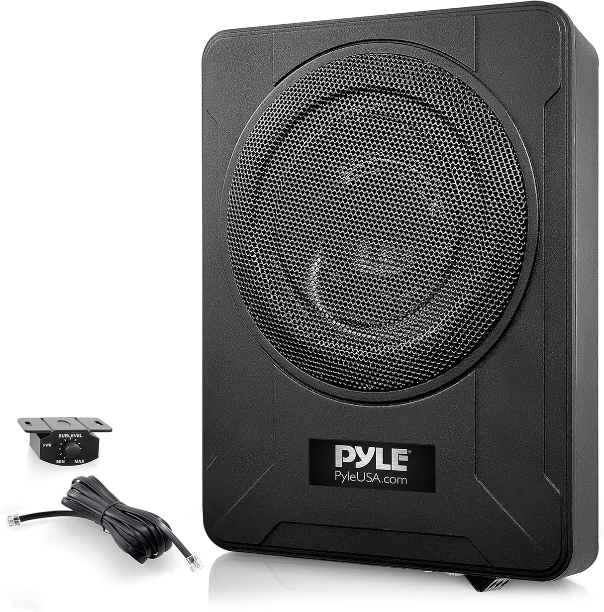Pyle Sistema de subwoofer Amplificado de Perfil, Audio para Coche, Bajo de 8”, Activo, Cerrado, Compacto, 600V, Amplificador Incorporado