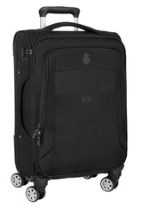 Real Madrid Premium - Trolley Cabina Blanda 20 Pulgadas, Maleta con Ruedas, Candado de Seguridad, Maleta Ligera, 35x20x51 cm, Color Negro