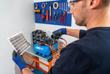 ABAC Compresor de aire silencioso portátil EASE-AIR 6, Compresor de aire sin aceite, Presión máxima 8 bar, Potencia 0.75 Hp, Depósito 6 litros, Nivel sonoro 49 dB