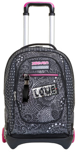 Seven Yub Mochila con Ruedas TROLLEY NEW TECH YANTRY GIRL, Negro - Mochila 3 en 1, Mochila Escolar con Carro - Bolso Escolar Niños, Niñas, Adolescentes - Bolsillo Frontal con organizador