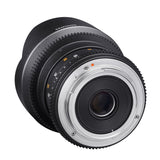 Samyang F1312609101 - Objetivo para vídeo VDSLR para Micro Cuatro Tercios (Distancia Focal Fija 14mm, Apertura T3.1-22 ED AS IF UMC II), Negro