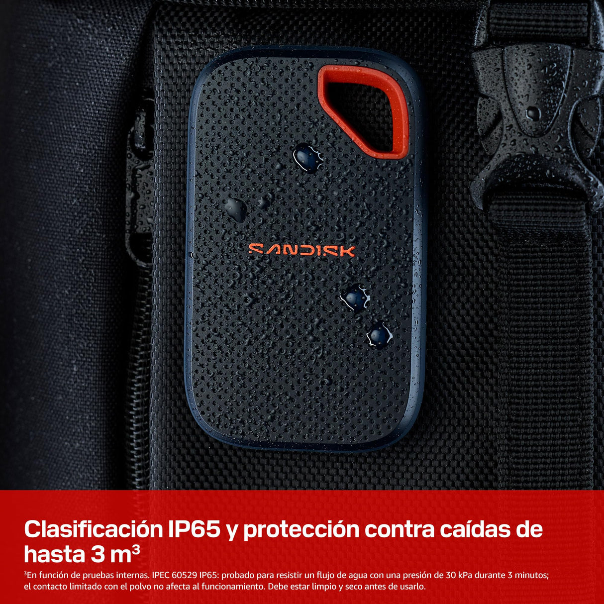 SANDISK Extreme Portable SSD 4 TB (velocidades hasta 2000 MB/s, USB Type-C, con clasificación IP65 de Resistencia al Agua y al Polvo, protección contra caídas de hasta 3 Metros)