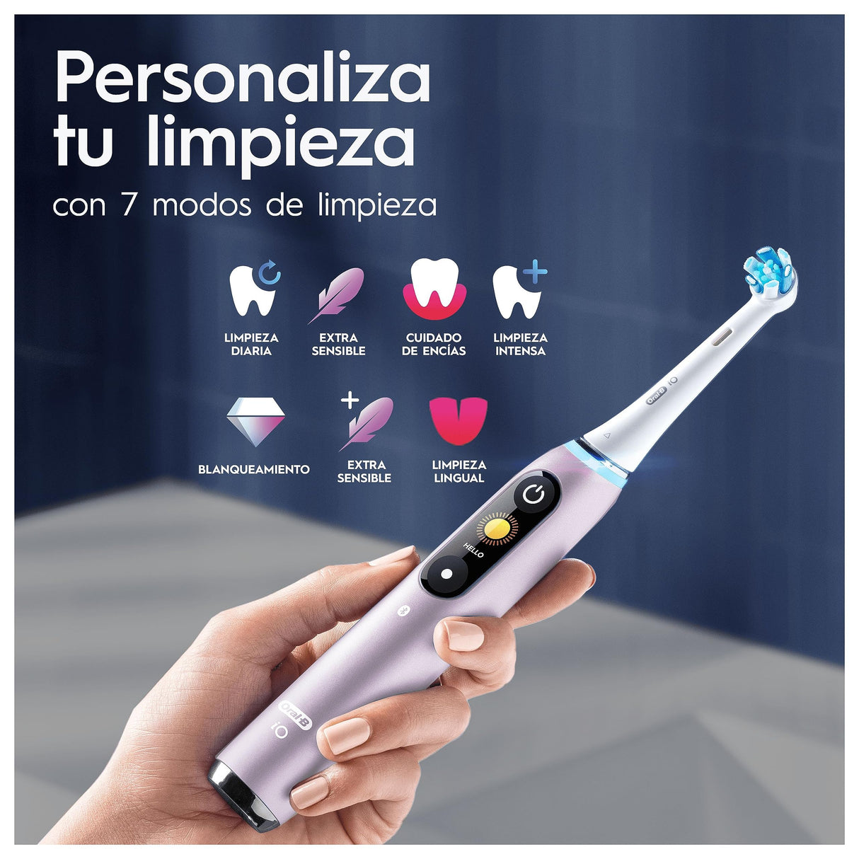 Oral-B iO 9 Cepillo de Dientes Eléctrico con Mango Recargable, 1 Cabezal, Estuche de Viaje con Cargador y Funda Magnética, Diseñado por Braun, Regalos Originales para Mujer y Hombre - Rosa