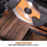 Evolution Power Tools R255SMS Sierra ingletadora Deslizante multimaterial, con Paquete Plus, Corta acero dulce, aluminio, plástico, madera con clavos incrustados 230 V, 255 mm