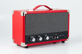 GPO Westwood Altavoz Bluetooth - Portátil, Retro, 25 vatios, subwoofer, entrada RCA, rejilla retro, asa de transporte - Rojo