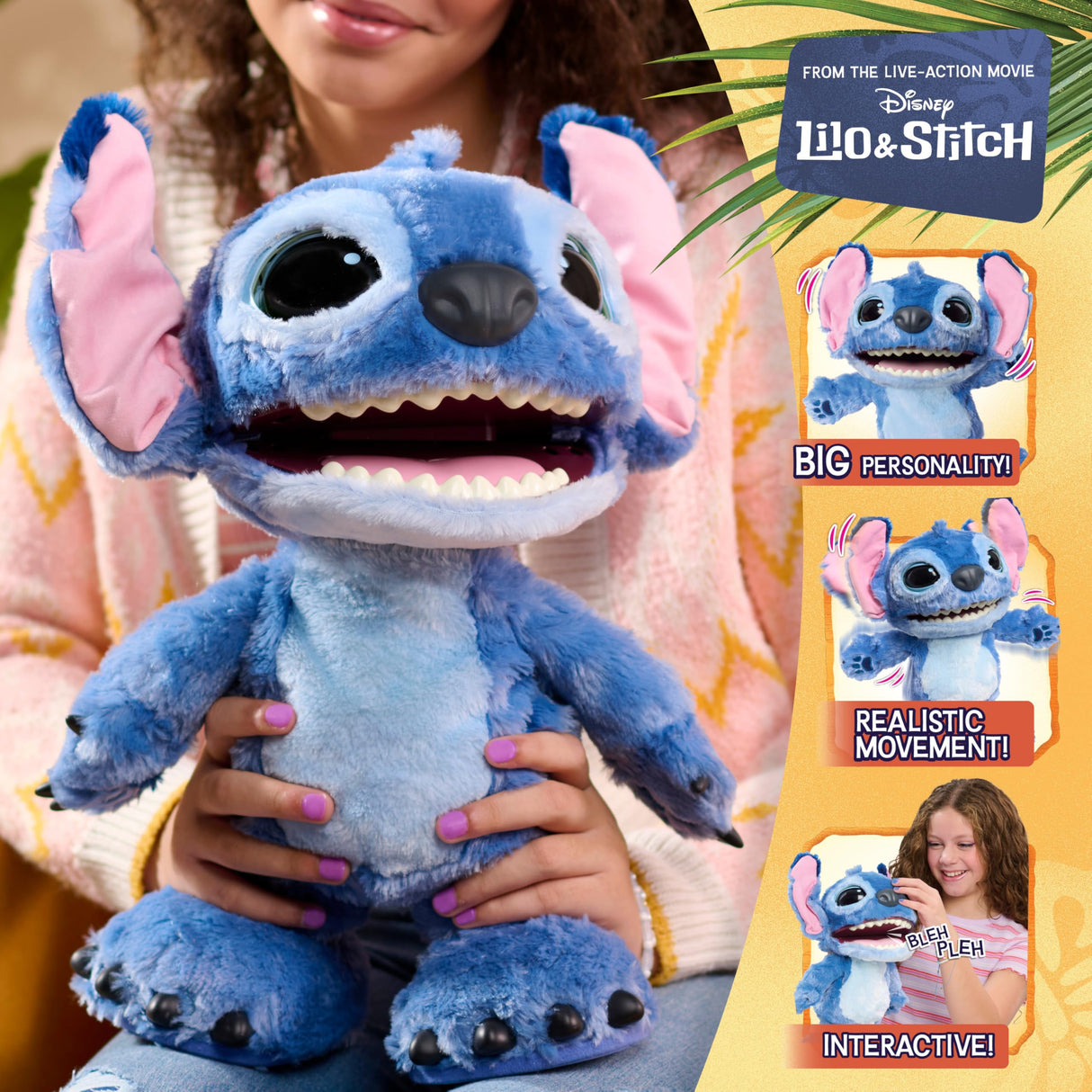 Just Play Peluche Interactivo Disney Ultimate Stitch, de 43 cm, más de 100 Sonidos y reacciones, se Mueve como el de Verdad, para niños a Partir de 3 años