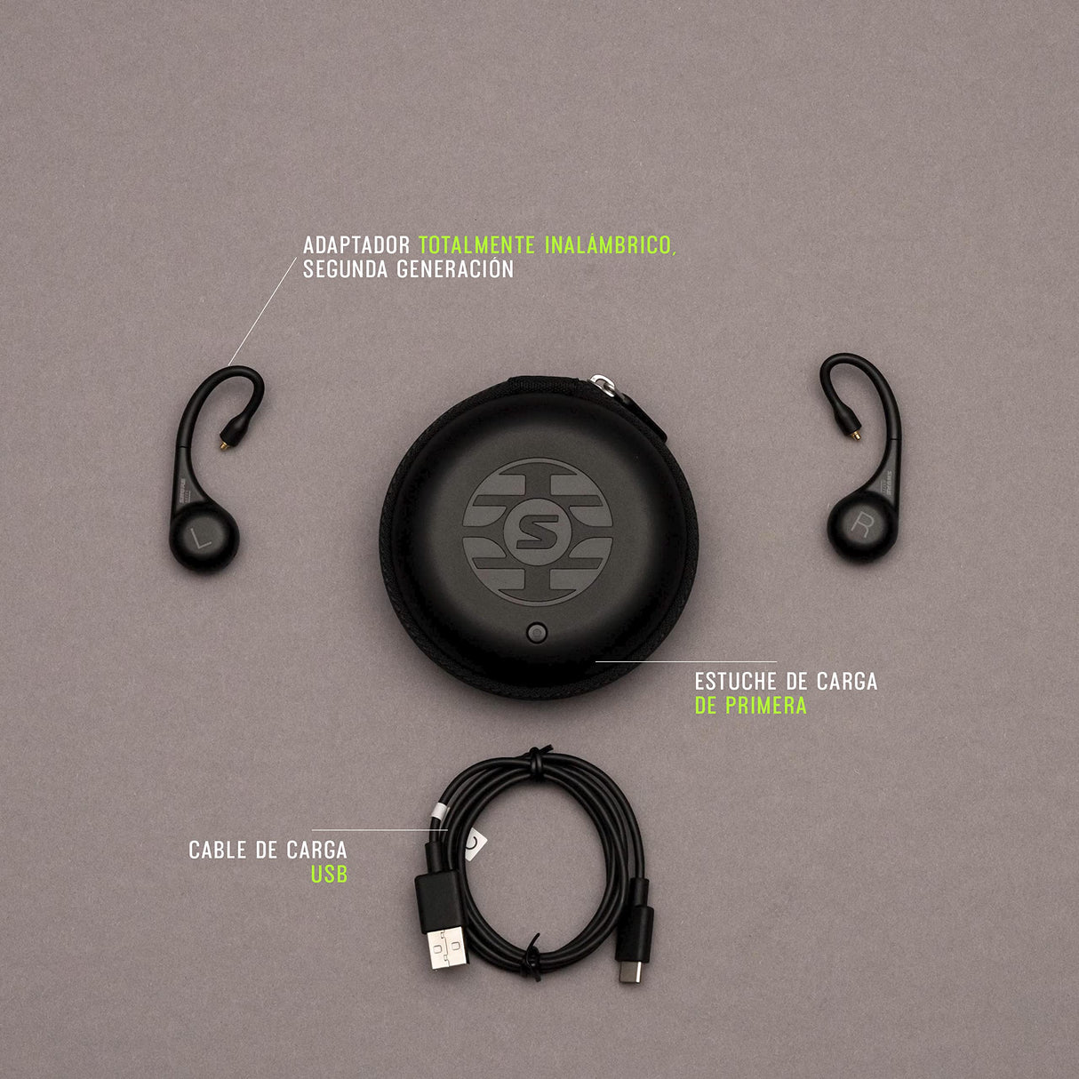 Shure Adaptador inalámbrico True (Gen 2) para auriculares aislados de sonido, ajuste sobre el oído, Bluetooth 5 tecnología inalámbrica, duración de la batería larga (RMCE-TW2-EFS)
