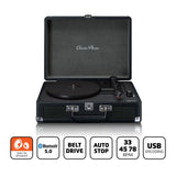 Lenco TT-115BK - Tocadiscos Bluetooth, Altavoces Integrados, Estuche Giradiscos Portátil Compacto, USB, AUX, Adaptador 45RPM, Negro