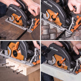Evolution Power Tools - Sierra circular multimaterial R185CCSX+ con guía compatible (paquete plus con bolsa de transporte), 185 mm, 230 V