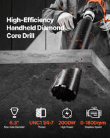 VEVOR Perforadora de Diamante, Perforadora Portátil de Núcleos en Seco y Húmedo de Velocidad Variable de 0 a 1800 RPM con 4 Brocas, Diámetro de Perforación de 20-160 mm para Hormigón, Ladrillo, Piedra