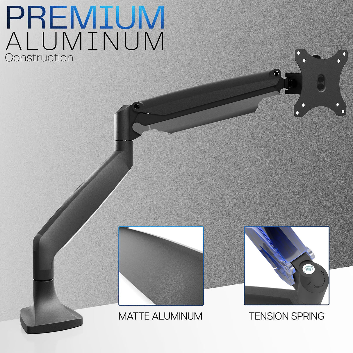 VIVO Soporte de Escritorio articulado de Aluminio Monitor único con Brazo neumático, se Adapta a Pantallas de hasta 32 Pulgadas, STAND-V001Q