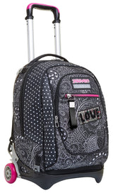 Seven Yub Mochila con Ruedas TROLLEY NEW TECH YANTRY GIRL, Negro - Mochila 3 en 1, Mochila Escolar con Carro - Bolso Escolar Niños, Niñas, Adolescentes - Bolsillo Frontal con organizador