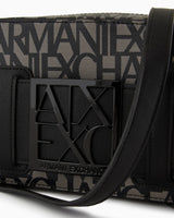 Armani Exchange Logo Placket Top Zip Camera Crossbody Bag, Funda para cámara para Mujer, Beige/Black, Einheitsgröße