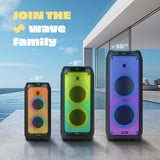 Ibiza - WAVE6 - Altavoz a pilas de 250W/2x5.25" con Bluetooth, USB y microSD - Efecto LED WAVE y conexión inalámbrica TWS - Negro