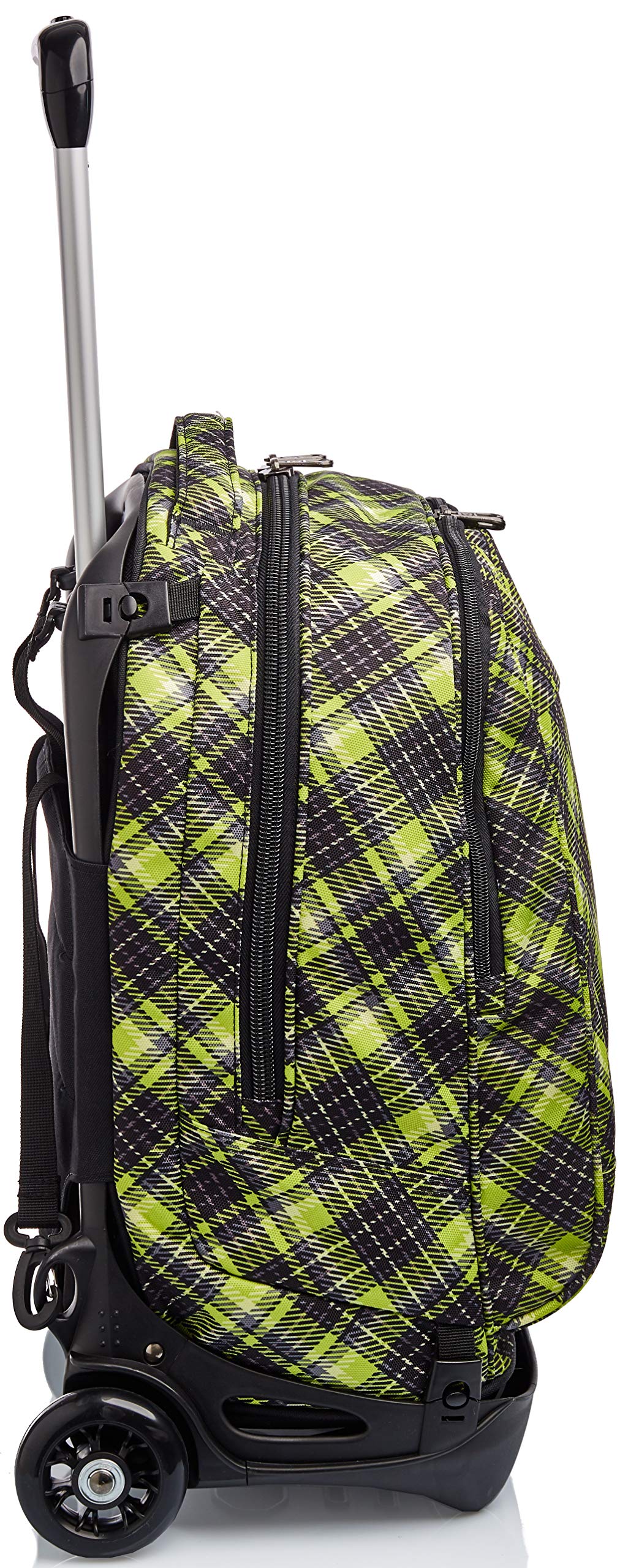 Seven Mochila con ruedas, NEW Tech TARTAN Bolsa con ruedas para libros, 3 en 1, Mochila Desmontable+Trolley, para chicos&chicas Para la escuela, Deporte, Tiempo libre, Funda para portátil, verde
