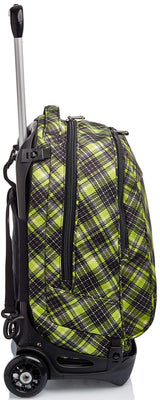 Seven Mochila con ruedas, NEW Tech TARTAN Bolsa con ruedas para libros, 3 en 1, Mochila Desmontable+Trolley, para chicos&chicas Para la escuela, Deporte, Tiempo libre, Funda para portátil, verde
