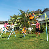 Intex Columpio Doble, Estructura Metal, con balancín Doble Plaza y Trapecio, Altura Regulable, hasta 240 kg, Columpios niños 3-10 años, Juegos Exterior, Certificado CE (59002)