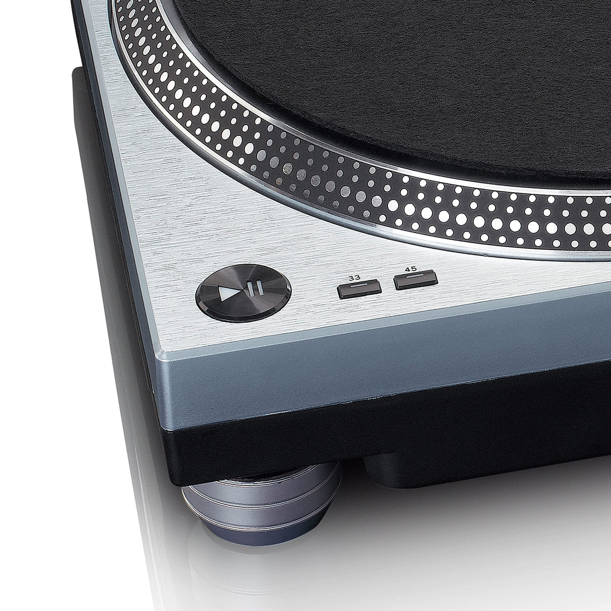 Lenco L-3809 Tocadiscos - Tocadiscos DJ con accionamiento Directo - USB - Preamplificador - 33 y 45 RPM - MMC - RCA - Line out - Azul metálico