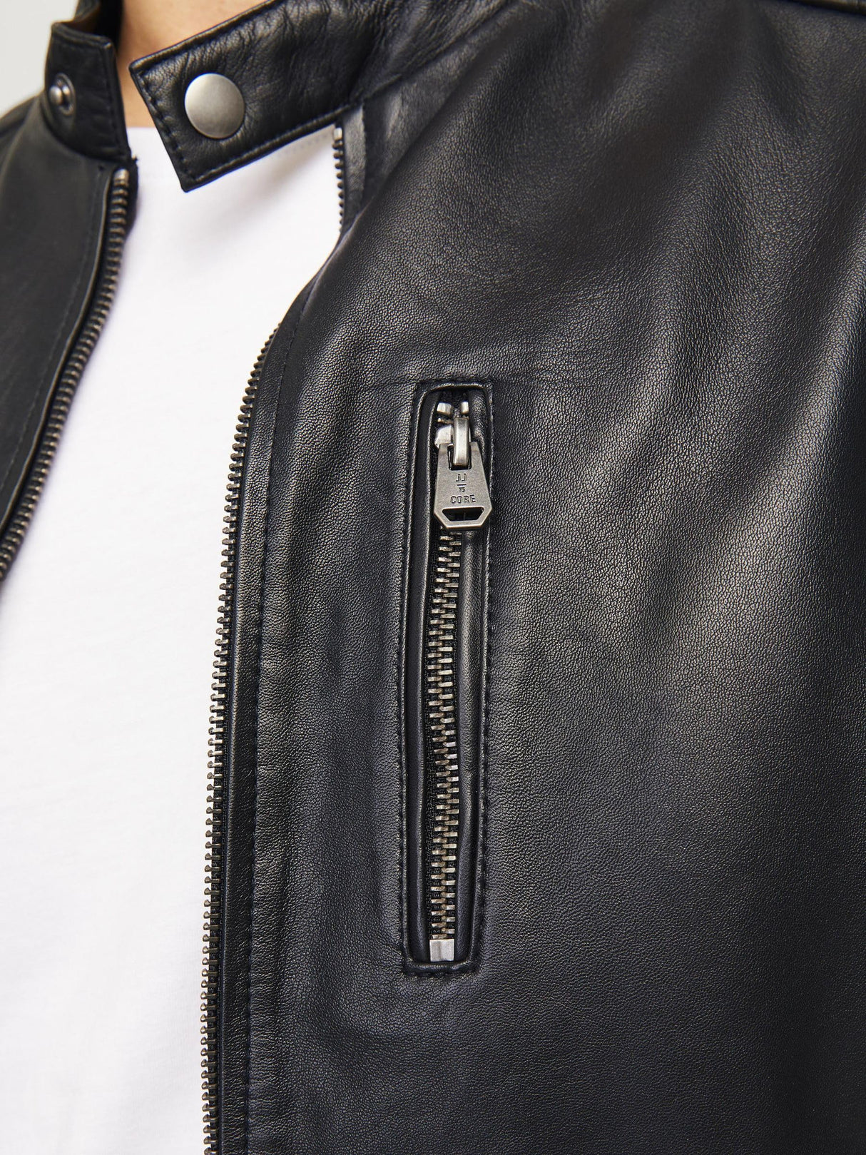 JACK & JONES Leather Jacket Leather Jacket Black S Black S
