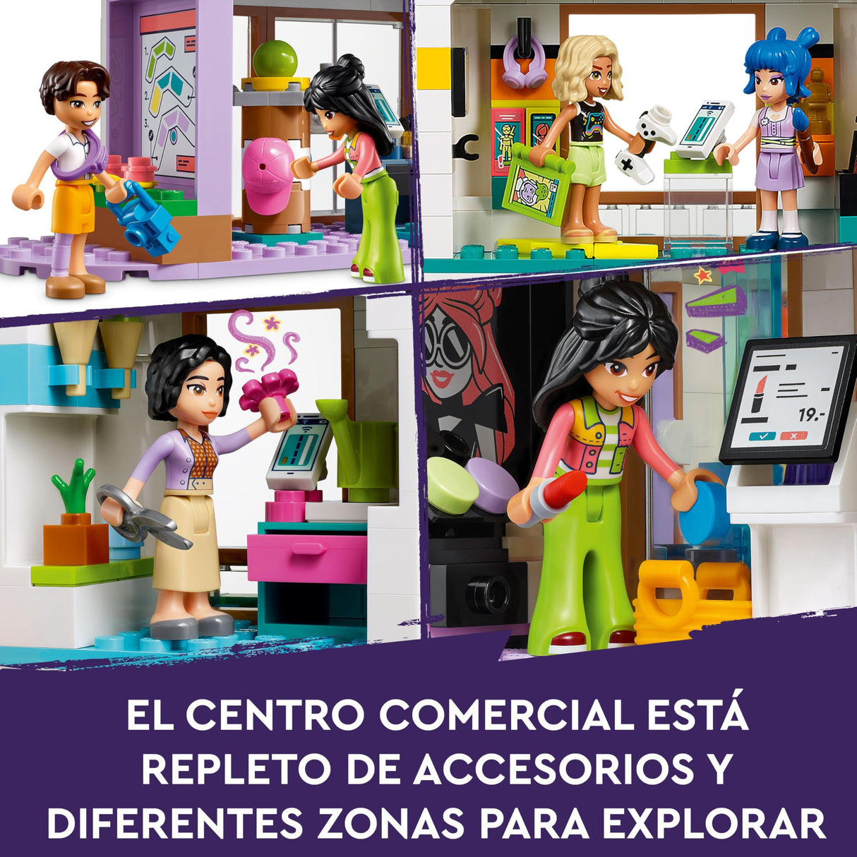 LEGO Friends Centro Comercial de Heartlake City Juguete de Casa de Muñecas apra el Juego de Rol, Maqueta de Construcción con Mini Muñecos de Personajes, Regalo para Niñas y Niños de 8 Años o Más 42604