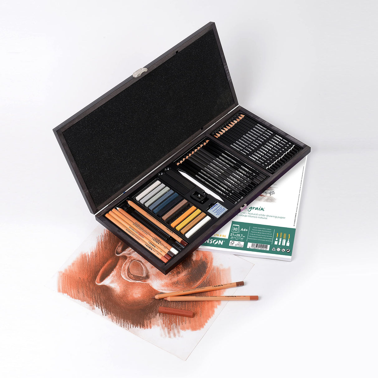 LYRA Rembrandt, Set de Esbozo para Bellas Artes, Caja de Madera, colores surtidos, 47 unidades