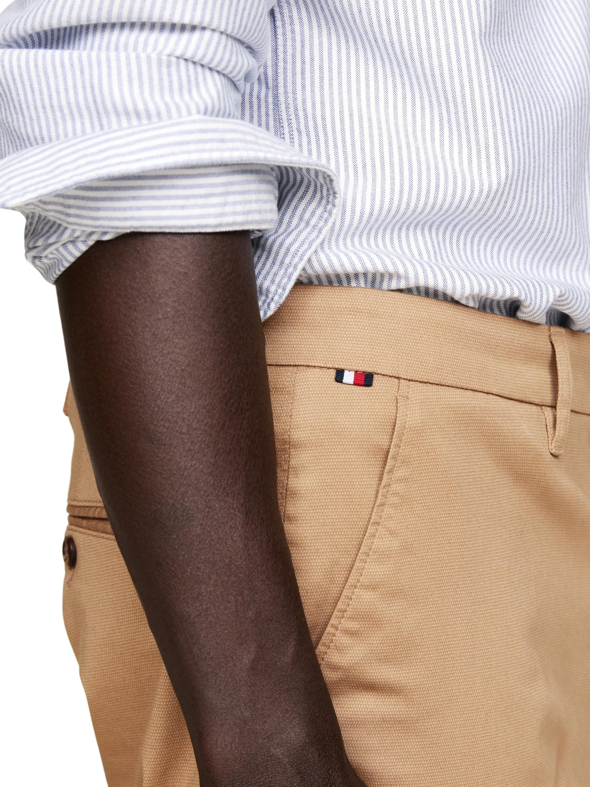 Tommy Hilfiger Pantalones Chino Hombre Bleecker Printed Structure Slim Fit, Beige (Safari Canvas), 34W/32L