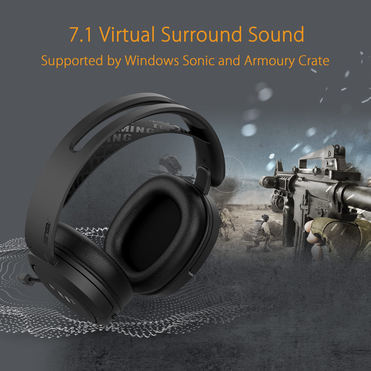 ASUS TUF Gaming H1 Wireless Headset (Discord Certified Mic, 7.1 Surround Sound, 40mm Drivers, 2.4GHz, USB-C, Lightweight, 15 Hour Battery Life, For PC, Mac, Switch, Mobile Devices, PS4, PS5)- Black