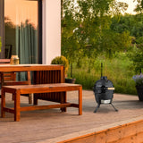 Relaxdays Barbacoa de Carbón Kamado, 26 cm Ø, Parrilla Cerámica con Termómetro hasta 450°C, BBQ, Asar y Cocinar, Negro, Acero Inoxidable, Hierro