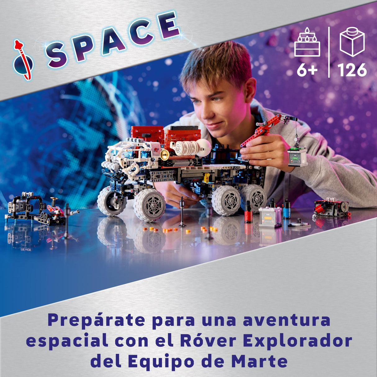 LEGO Technic Róver Explorador del Equipo de Marte Juguete de Construcción Espacial con Planeta y Vehículo, Regalo para Niños y Niñas de 11 Años o Más, Juego del Espacio Inspirado en la NASA 42180