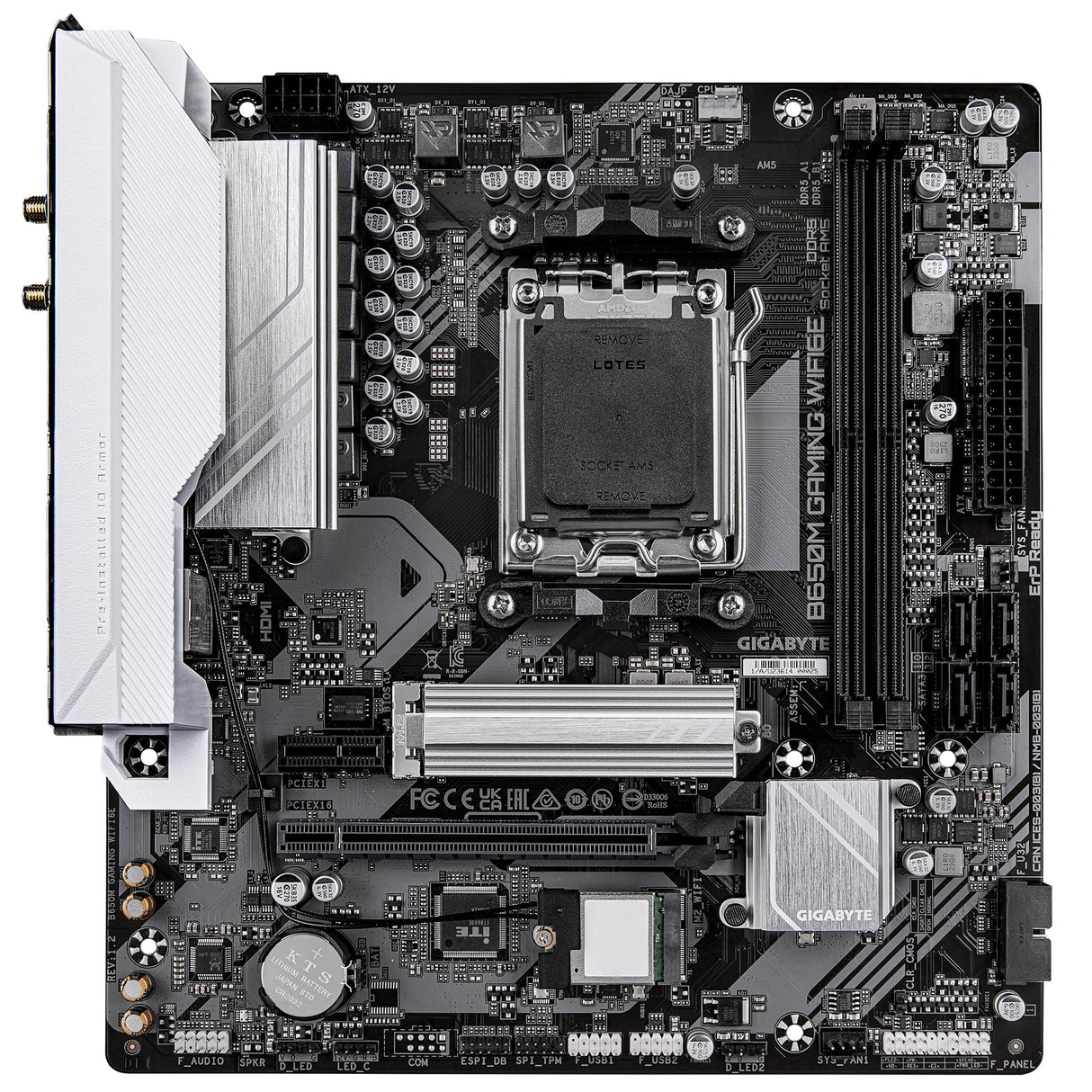GIGABYTE B650M Gaming WIFI6E Placa Base - Procesadores AMD Ryzen Serie 9000, VRM de 5+2+2 Fases, hasta 6400 MHz DDR5 (OC), 1xPCIe 4.0 M.2, LAN 2.5 GbE, WiFi 6E, USB 3.2 Gen 1